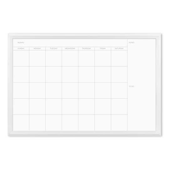 U Brands White 30&#x22; x 20&#x22; D&#xE9;cor Frame Magnetic Dry Erase Monthly Calendar Board